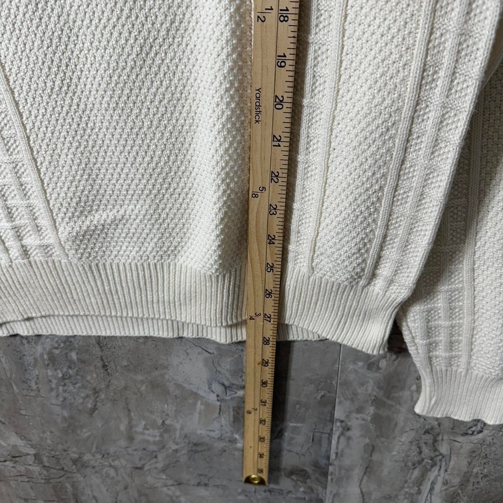 VTG Textured Cotton Golf Embroidered Sweater Ivory Chunky Knit Cotton Adult M - Picture 7 of 7